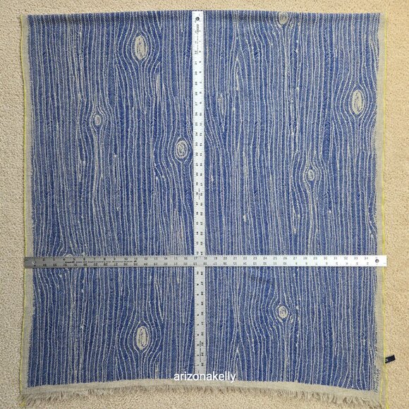 NWOT Inouitoosh Wool Scarf Blue Wood Grain Tree Bark - Picture 4 of 13